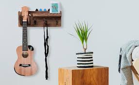 Here's the making of an awesome, simple and minimalistic diy wall mounted guitar holder. Amazon Com Guitar Wall Hanger With Pick Holder Guitar Wall Hanger Guitar Holder Wall Mount Bracket Hanger Guitar Wood Hanging With 3 Rustic Hooks And Guitar Accessories Storage Shelf For Music Room Living