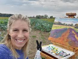 Original Painting: Heidi's Farm Stand and Kale Field Field Painting, Fall,  Autumn, Plein air painting, Betsy ONeill, Michigan Art