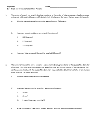 Direct Variation Word Problems Worksheet 3 7 Direct And Inverse Variation Word Problems Worksh In 2020 Word Problem Worksheets Word Problems Negative Numbers Worksheet