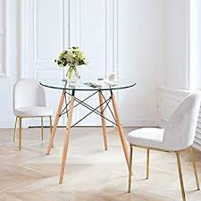 Maybe you would like to learn more about one of these? Nidouillet Round Glass Dining Table Coffee Desk With 4 Beech Wood Legs For Kitchen Living Room Ab053 Buy Online At Best Price In Uae Amazon Ae