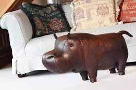 Leather Hippo Omersa Leather Footstool Leather Leather Items