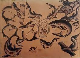 Photo 26 from gangstas paradise tattoo club moscow's album sailor jerry tattoo flash volume 1 from 12 february 2013. Traditional Old School Tattoo Sailor Jerry Sharks Beer Nautical Hammerhead Sailor Jerry Tattoo Flash Sailor Tattoos Sailor Jerry