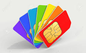 Colorful Phone SIM Cards In A Deck Above Light Gray Background ...