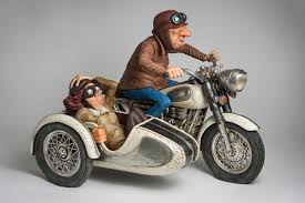 Statuina figura Caricatura Sidecar tour Comic Art collezione deco moto  Forchino | eBay