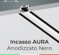 Profilo in Alluminio da Incasso "Aura" per Strisce LED - Anodizzato Nero