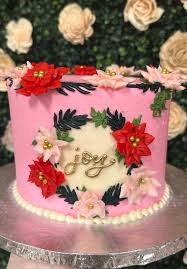 Gorgeous Christmas Cake with Poinsettia Decor