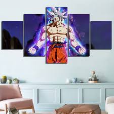 These dbz wall art are available in 1 piece, 3 pieces and 5 pieces, you can also choose to order then with or without the frame. Dragon Ball Z Goku Super Oil Painting Printed Canvas Wall Art Home Decor 5 Piece