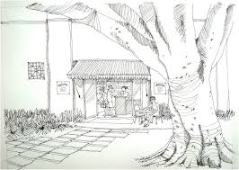 Kiosk Line Watercolour In Progress Line Drawing Landscape Sketch Art Tutorials Watercolor