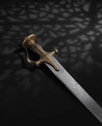 fine gold-inlaid steel sword (tulwar ...