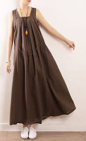 Gray Cotton Clothes For Women Plus Size Runway Sleeveless Drawstring Maxi Summer Dresses Model Pakaian Pakaian Wanita Gaya Model Pakaian