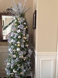 Silver And Gold Slim Christmas Tree Christmas Tree Decorations Christmas Tree Colour Scheme Slim Christmas Tree