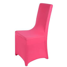 Create a perfectly bedazzling duet of luminosity and glamour by complementing these stretch spandex chair covers with spandex chair sashes and caps in wedding, showers, banquet events, corporate affairs, quinceanera parties, etc. Spandex Chair Cover Fuchsia Your Wedding Linen