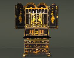 This high gloss lacquer bookcase is a state of the art modern style that will bring you a home decor transitioned to a more modern/ contemporary era. Second Life Marketplace Antique Bureau Bookcase Black Chinoiserie