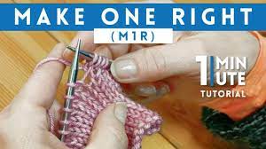 To make 1 left (m1l), pick up the bar between the stitch you knit and the one you're about to knit, bringing the needle from front to back. Make One Right M1r Quick 1 Minute Knitting Tutorial Youtube