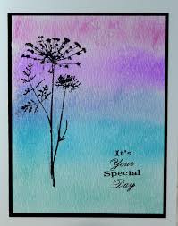 Birthday Card Drawing Ideas Flowers Unique Handmade Birthday Card 5 Inches By 7 Inches Black Flower Stamped Over A Blue Green Birthday Cards Diy Watercolor Background Handmade Birthday Cards