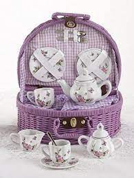 Delton Products Butterfly Tea Set Girls Tea Set Kids Tea Set Miniature Tea Set