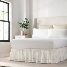How to attach bedskirts quickly and easily? White Wrap Around Eyelet Ruffled Bed Skirt Queen King 80 X 60 Easyfit Target