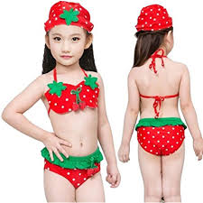 Little Girls Kids Swimwear Swimsuit Bikini 3 Pieces Set Split Tankini Bandeau Slim Fit Shorts Top Bottom Hat Set Bath Swimwear Swimwear Swimsuits Kids Swimwear