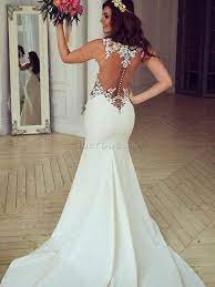 Günstige tolle brautkleider aus organza hochausschnitt. Tolle Meerjungfrau Swing Brautkleid Aus Tull Mit Applikation Sherobe Fr