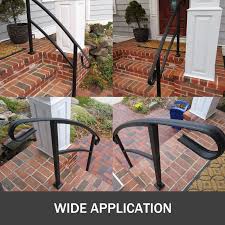 Metal handrails for outside steps. Black Transitional Hand Railings For Concrete Steps Or Wooden Stairs With Installation Kit Fit 1 Or 2 Steps Outdoor Stair Railing Vevor Wrought Iron Handrail Adjustable Front Porch Hand Rail Tools