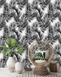 Black And White Leaf Peel And Stick Wallpaper Removable Wallpaper Self Adhesive Wallpaper Black And White Tropical Leaves Peel Stick Wallpaper Peel Stick Wallpaper Self Adhesive Wallpaper Wallpaper Roll