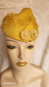 Buy Vintage 50's Yellow Straw Sculptural Pointed Hat With Rhinestones  Online in India