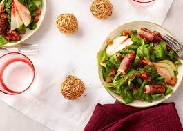 Feigen Im Speckmantel Mit Feldsalat Birnen Himbeervinaigrette Rezept Rezept Himbeervinaigrette Rezept Lebensmittel Essen Speckmantel