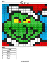 Christmas Multiplication And Division Coloring Squared Christmas Math Grinch Coloring Pages Christmas Multiplication