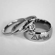 Harry Potter Wedding Trio Ring Set I Will Always Love You Engraved Designer Ring Harry Potter Ring Harry Potter Jewelry Harry Potter Accessories
