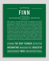 Finn Name Art Print Names With Meaning Classic Names Personalized Art Print
