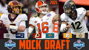 The latest 2021 nfl mock draft contains all relevant changes as per retirements, injuries, prospect our 2021 nfl mock draft 7 rounds will appear after the current nfl season. 2021 Nfl Mock Draft Nfl Mock Draft 2021 Trevor Lawrence Justin Fields Ja Marr Chase Youtube