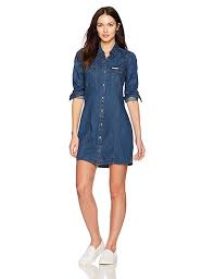 Calvin Klein Jeans Women S Long Sleeve Denim Dress Farrah Indigo Rinse Medium Denim Western Dress Long Sleeve Denim Shirt Dress Long Sleeve Denim Dress