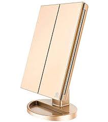 Amazon Com Tri Fold Lighted Vanity Makeup Mirror With 21 Led Lights Touch Screen And 10x 3x Magnification Mirror Cosmetic Mirror Makeup Mirror With Lights