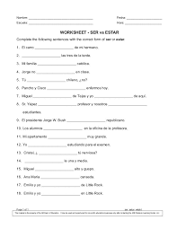 Ser Versus Estar Worksheets Spanish Worksheets Spanish Exercises Learning Spanish