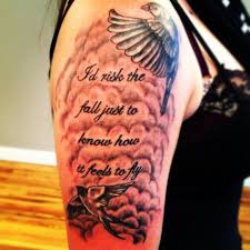 Half Sleeve Birds And Clouds Tattoo Ink D Birds Tattoo Tatts Clouds Quote Halfsleeve Womansgalfsleeve Blackandgrey Inlove Cloud Quotes Birds Tattoo Family Tattoos