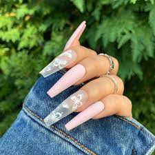 Mariposa Press On Nails Handpainted False Nails Butterfly Nails Pastel Nails Matte Nails Gel Nails Acrylic Nails Long Acrylic Nails Coffin Press On Nails