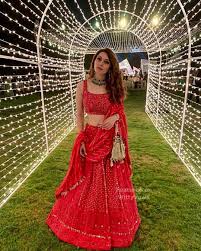 Beautiful Hansika Motwani In A Red Chikankari Lehenga Bridesmaids Looks Inspiration Outfit Id Indian Wedding Outfits Indian Outfits Indian Designer Outfits