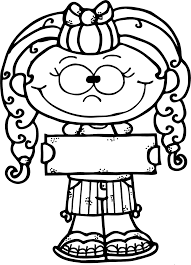 Sign Girl 1 Bw Png 1153 1600 Cartoon Clip Art Sunday School Coloring Pages Coloring Books