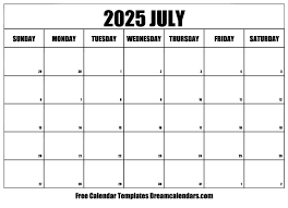2025 yearly printable calendars in microsoft word, excel and pdf. July 2025 Calendar Free Blank Printable Templates