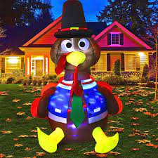 Find great deals on ebay for thanksgiving inflatable. Amazon Com Maoyue 6ft Inflatable Turkey Thanksgiving Inflatable Outdoor Decorations Blow Up Turkey Built In Rotating Led Colorful Lights With Tethers Stakes Thanksgiving Decorations For Outdoor Yard Garden Patio Lawn Garden