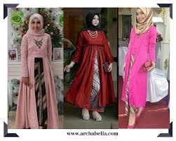 Model Gamis Batik Kombinasi Polos Terbaru Batik Model Baju Muslim