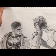 Comic Art Working Daredevil Punisher Netflix 두개골 무더기 그리는 과정 영상 / stato daily drawing/sketch practice. daredevil punisher netflix
