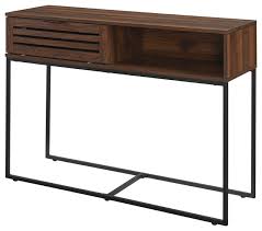Discover entryway foyer table at world market, and thousands more unique finds from around the world. 42 Modern Slat Door Entry Table Dark Walnut Industrial Console Tables By Walker Edison Houzz