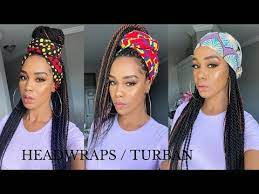 5 Easy Headwrap Turban Styles For Senegalese Twists Braids Locs Tupo1 Youtube In 2021 Senegalese Twist Braids Braided Headwrap Scarf Tying Hair