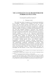 Pdf The Australian Legal Framework For Workplace Bullying