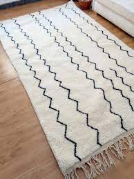 How to get 360 waves for beginners 2020 method. Beni Ourain Style Moroccan Rug Black Waves Lines Handmade Carpet Wool