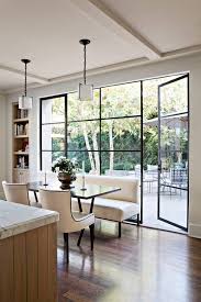 Love The Idea Of Doing A Dining Bench For Two With 4 Uph Or Slip Covered Chairs With A Dark Wood Table Home House Design Interior Design