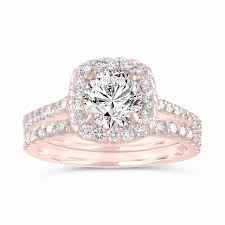 The white diamond ring is designed to bring harmony to your everlasting relationship. Diamond Engagement Ring Set Rose Gold Cushion Cut Wedding Ring Sets Gia Certified 1 87 Carat Halo Engagement Ring Set Unique Handmade