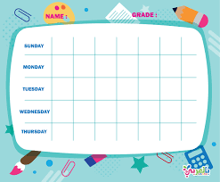 جدول يومي بتصاميم جاهزة للطباعة شجعي ابنك على تنظيم الوقت و حب المذاكرة School Timetable School Frame School Calendar