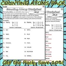 These Worksheets Will Serve As A Practice To Help Students Distinguish One Element From Counting Atoms Counting Atoms Worksheet Middle School Science Resources